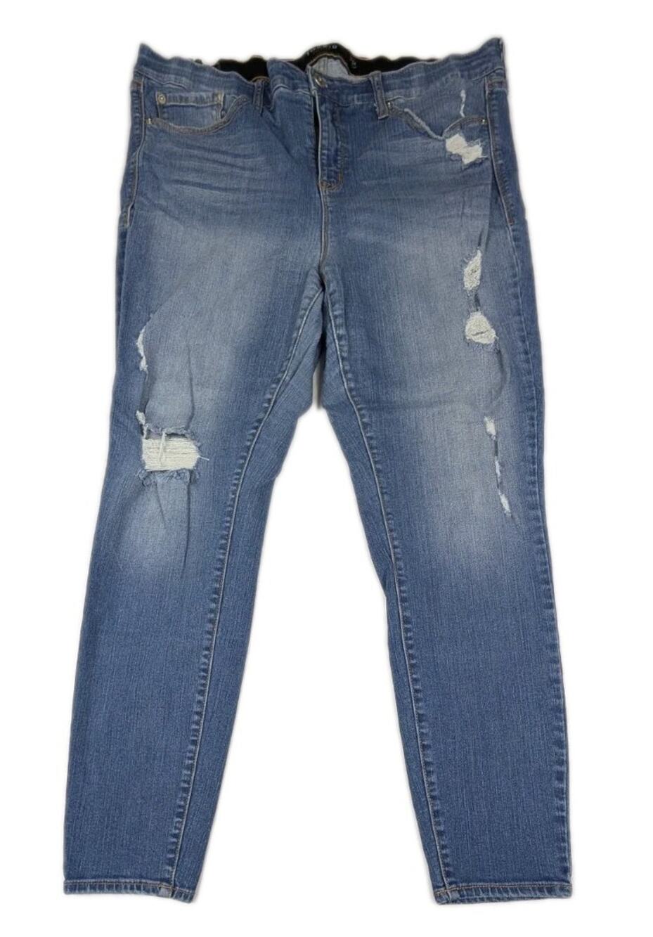 Torrid Jeans Womens Size 18R Blue Bombshell Skinny Distressed Premium Stretch